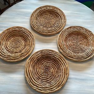 4 Heavy Woven Wicker Chargers Placemats